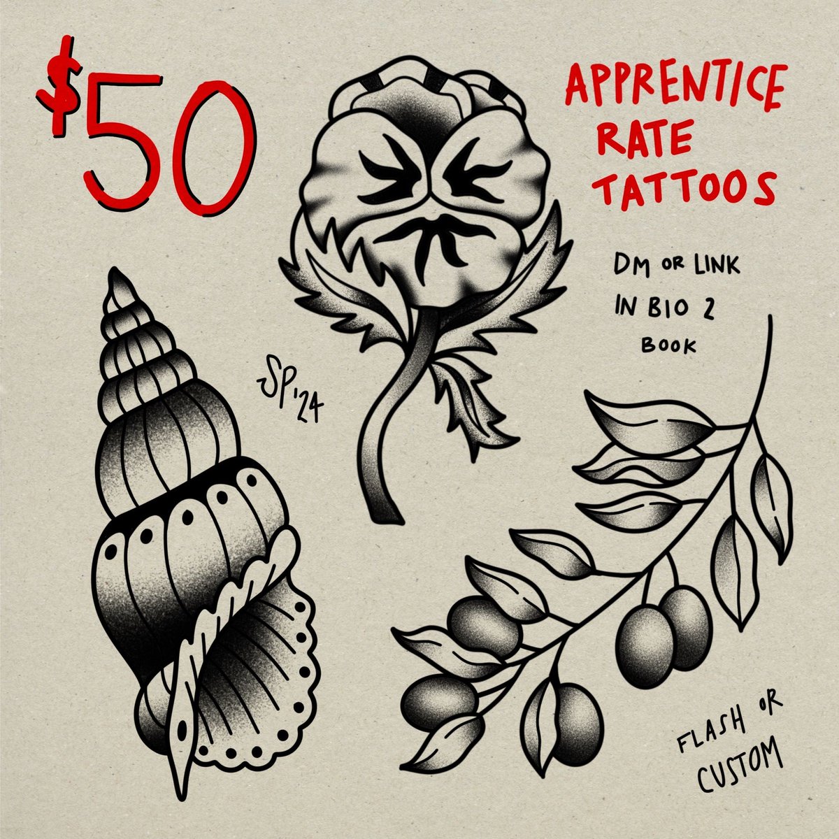 fleursoda's tweet photo. some more $50 flash id love to do!! 

⛓️DM or link in bio to book

🪭 *legs only for now*
🪭 limited to 4pm slots every day but Tuesday and Sunday! 

#tattooapprentice #tattoo #tattoos #tattooideas #tattooflash #tattoodesign #apprenticetattoo #flashtattoo #femaletattooartist https://t.co/4XdfamVszA
