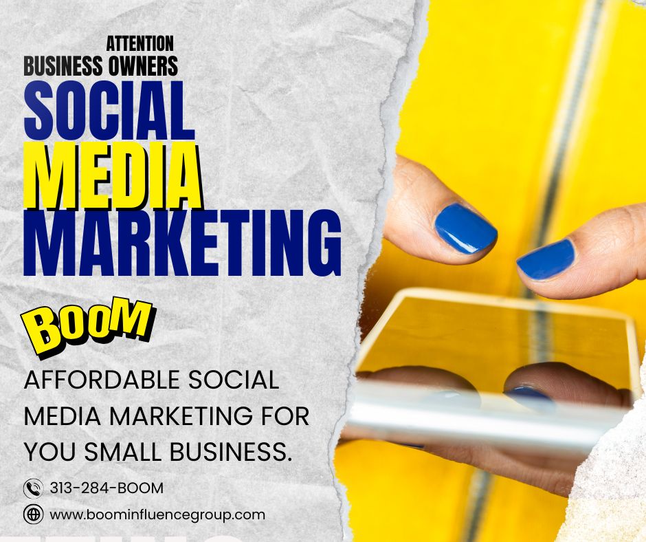 Attention business owners: Are you seeking to enhance your brand's presence and engage with your audience on Facebook, Instagram, Google, and LinkedIn? Contact BOOM Marketing at 313-284-BOOM for professional guidance in optimizing your social media strategy.