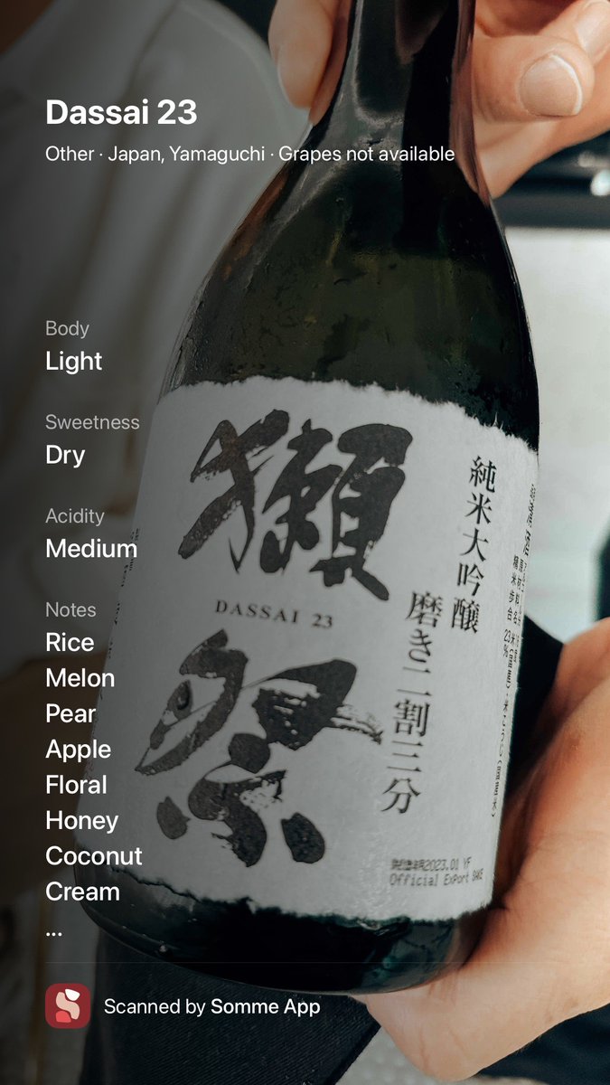 Curious about Dassai 23?

So, I recently tried Dassai 23 at a dinner with friends, and wow, what an experience! The first sip was like a refreshing breeze, super light and just the right balance of dryness and medium acidity. I picked up some lovely notes of melon and pear, which
