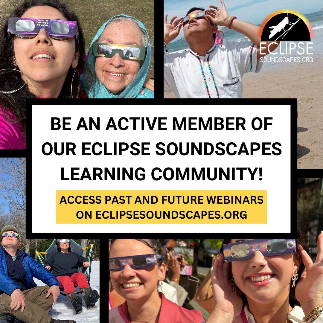 Eclipse Soundscapes (@eclipsesoundudl) on Twitter photo Be a part of the Eclipse Soundscapes learning community! Watch/listen to past Eclipse Soundscapes webinars and be the first to know about upcoming webinars at EclipseSoundscapes.org. 
#Soundscapes #SoundscapeEcology #AudioMoth #CitizenScience #ParticipatoryScience Be a part of the Eclipse Soundscapes learning community! Watch/listen to past Eclipse Soundscapes webinars and be the first to know about upcoming webinars at EclipseSoundscapes.org. 
#Soundscapes #SoundscapeEcology #AudioMoth #CitizenScience #ParticipatoryScience