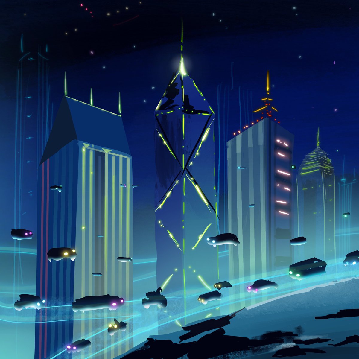 sarahdoesvoices's tweet photo. Cyberpunk paint studies I did recently ^_^ 
#painting #cyberpunk https://t.co/prSU7G90eX