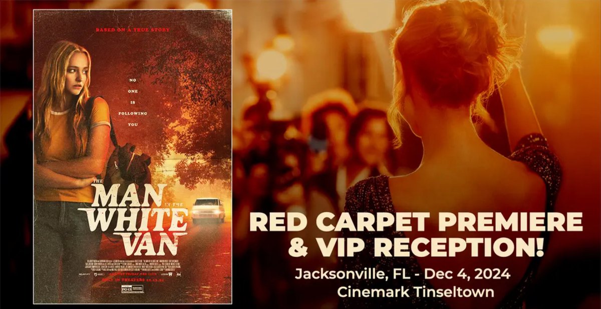 filmjax1's tweet photo. We are excited to announce the Red-Carpet Premiere of “The Man In The White Van” on 12/4/24. Director and writer @warrenskeels, along with writer @SharonYCobb will be in attendance. Several JAX filmmakers involved. 

Tix:
https://t.co/ePrO5MwfRc

#FilmJAX #TheManInTheWhiteVan https://t.co/LCN7IGO91Q