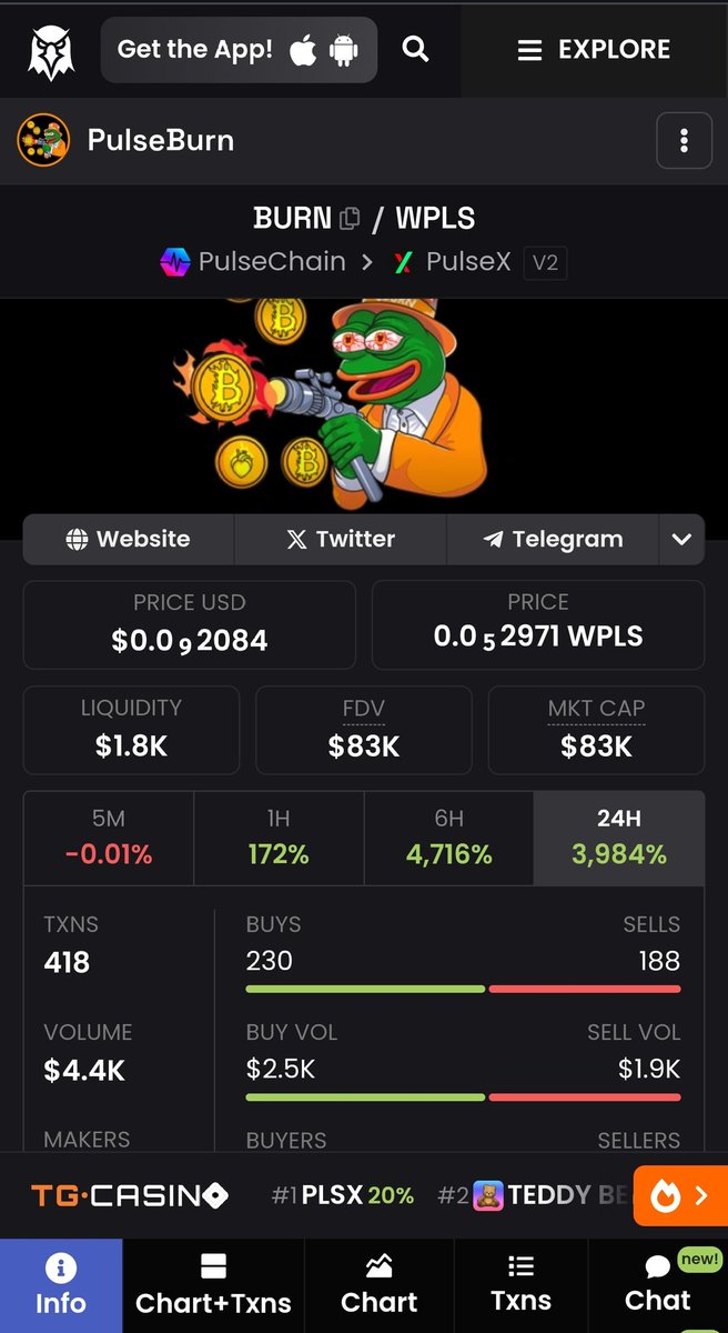 $BURN on $PLS is the only deflationary coin that burns 1% on every transfer.
We burned 10%, and today we are up 3,984%, and we are just starting.

$INC $HEX $BTC #MEME #memecoin