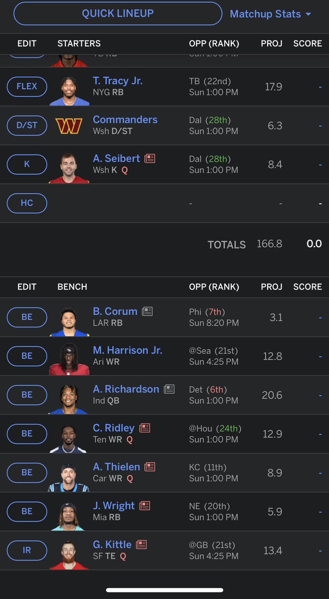 JustJames2022_'s tweet photo. @rotobuzzguy  any changes half PPR will play Kittle https://t.co/cWYXOIg9Ql