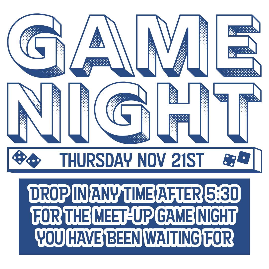 Longer nights just mean more time for games!

Every Thursday we hold a couple tables for people to come together and play together. For $8 per person you can play games from our collection of over 650 games, or bring along games of your own. Drop by anytime after 5:30 to play!