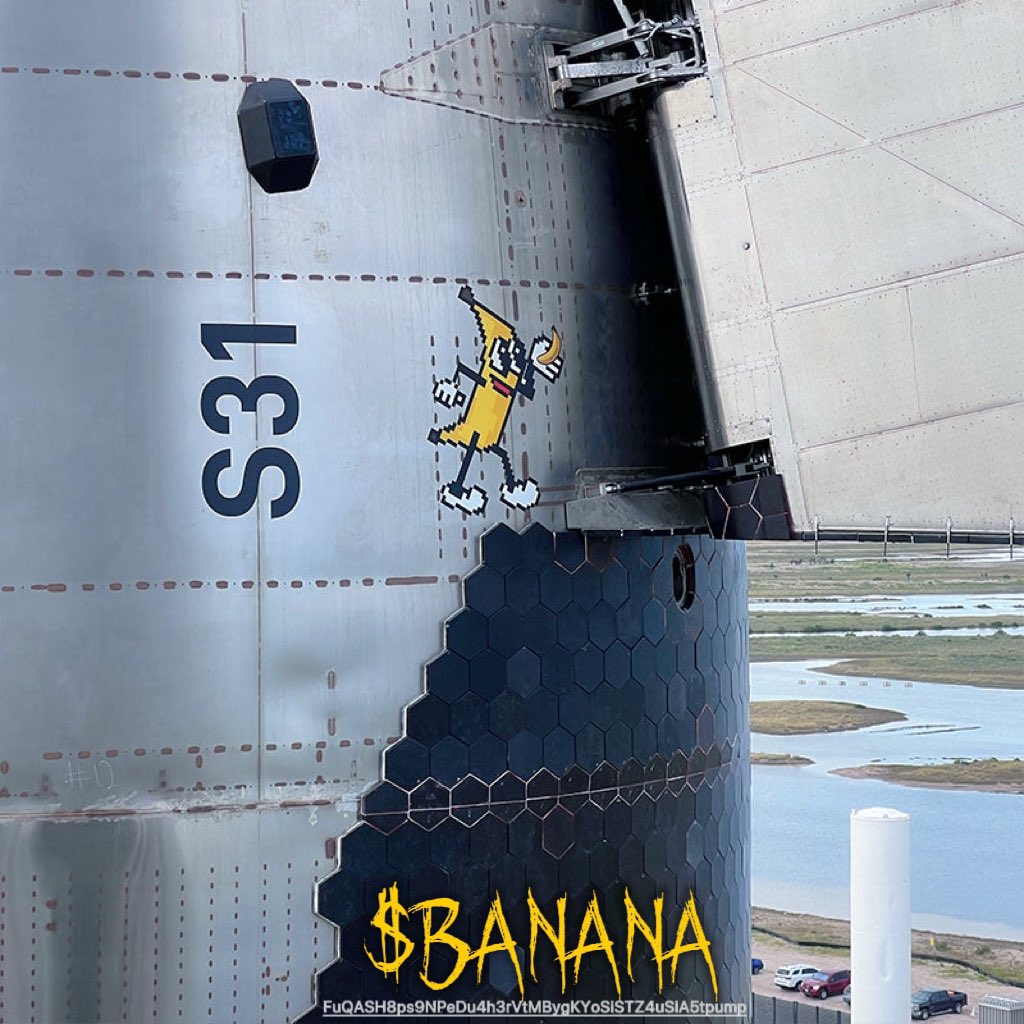 Neptune6Rings's tweet photo. $Banana for Scale, the first meme to space, only on Sol 

We are the only original $bananaforscale, created when starship first rolled out with the meme

FuQASH8ps9NPeDu4h3rVtMBygKYoSiSTZ4uSiA5tpump

Join community here: https://t.co/GxfkCidwlP https://t.co/l28VSUqKPW