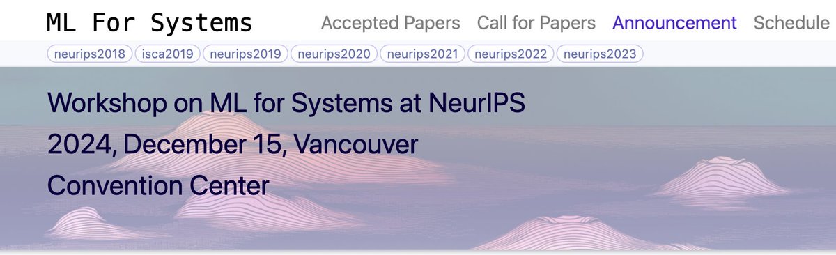 MimeeXu's tweet image. Excited to announce our first website refresh in the last 6 years!

monospace title with purple hues, featuring a beautiful loss landscape @jonathanrraiman whipped up ( i think ) 6 years ago.

We have matured! #MLforSystems #neurips2024