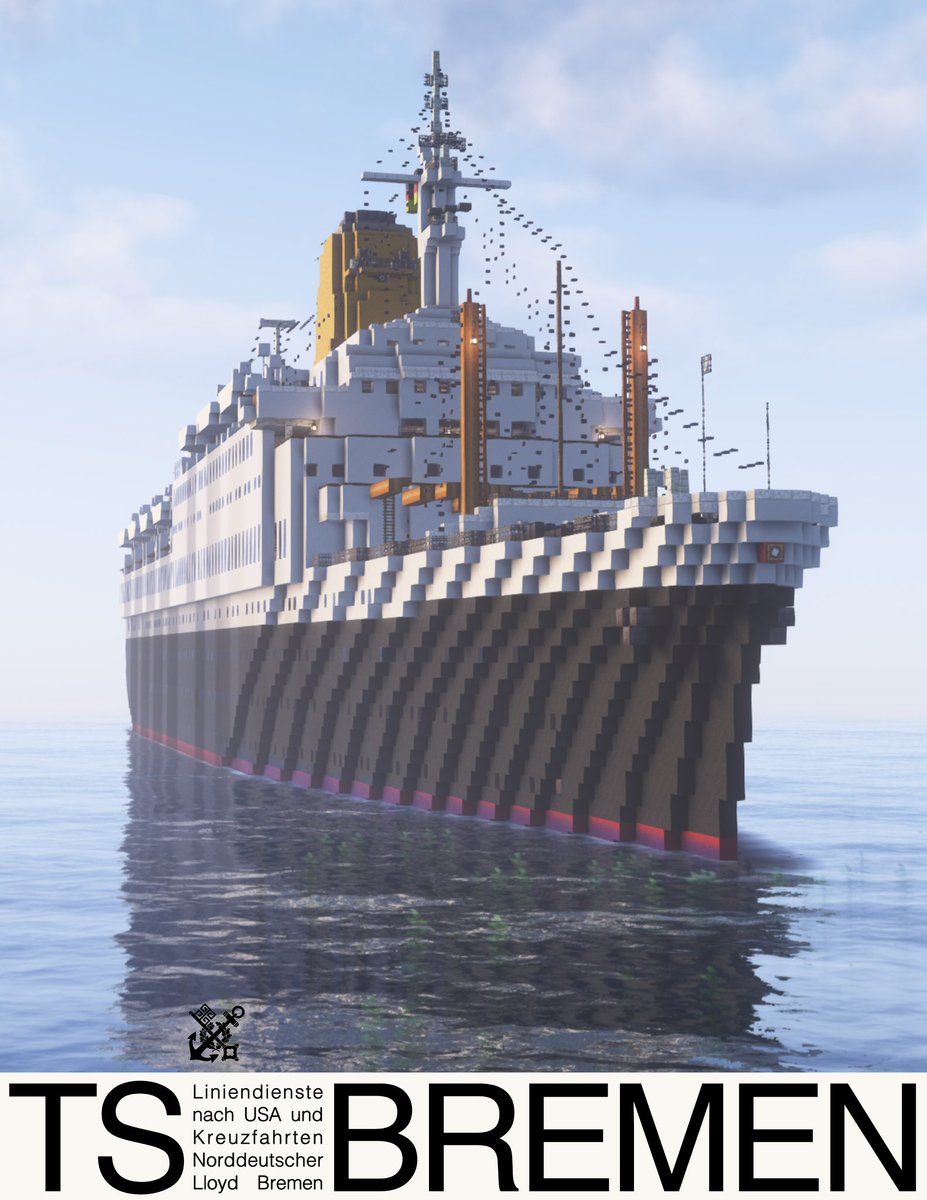 MaritimeNexus's tweet photo. I recreated irl advertisements from North German Lloyd’s TS Bremen. Maybe going forward I might create brochure-like advertisements for my ship builds to capture that nostalgia of the old days.
Release on Nov 25!
#tsbremen #minecraft #minecraftship https://t.co/tHUCRpR6QH
