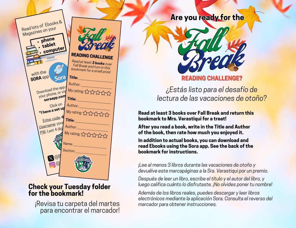 Ben Milam Elem Library (formerly @ LLH_Library) (@bmilam_library) on Twitter photo 🦃Thanksgiving break is just around the corner, and what better way to celebrate than with a reading challenge? 📖✨ Grab a cozy blanket, pick up a book, and get lost in a new adventure! <a href="/DISD_Libraries/">Dallas ISD Libraries</a> <a href="/ProjectReadDISD/">Dallas ISD Project R.E.A.D.</a> <a href="/BenMilamES/">Ben Milam Elementary</a> <a href="/Sorareadingapp/">Sora, by OverDrive Education</a> 🦃Thanksgiving break is just around the corner, and what better way to celebrate than with a reading challenge? 📖✨ Grab a cozy blanket, pick up a book, and get lost in a new adventure! <a href="/DISD_Libraries/">Dallas ISD Libraries</a> <a href="/ProjectReadDISD/">Dallas ISD Project R.E.A.D.</a> <a href="/BenMilamES/">Ben Milam Elementary</a> <a href="/Sorareadingapp/">Sora, by OverDrive Education</a>