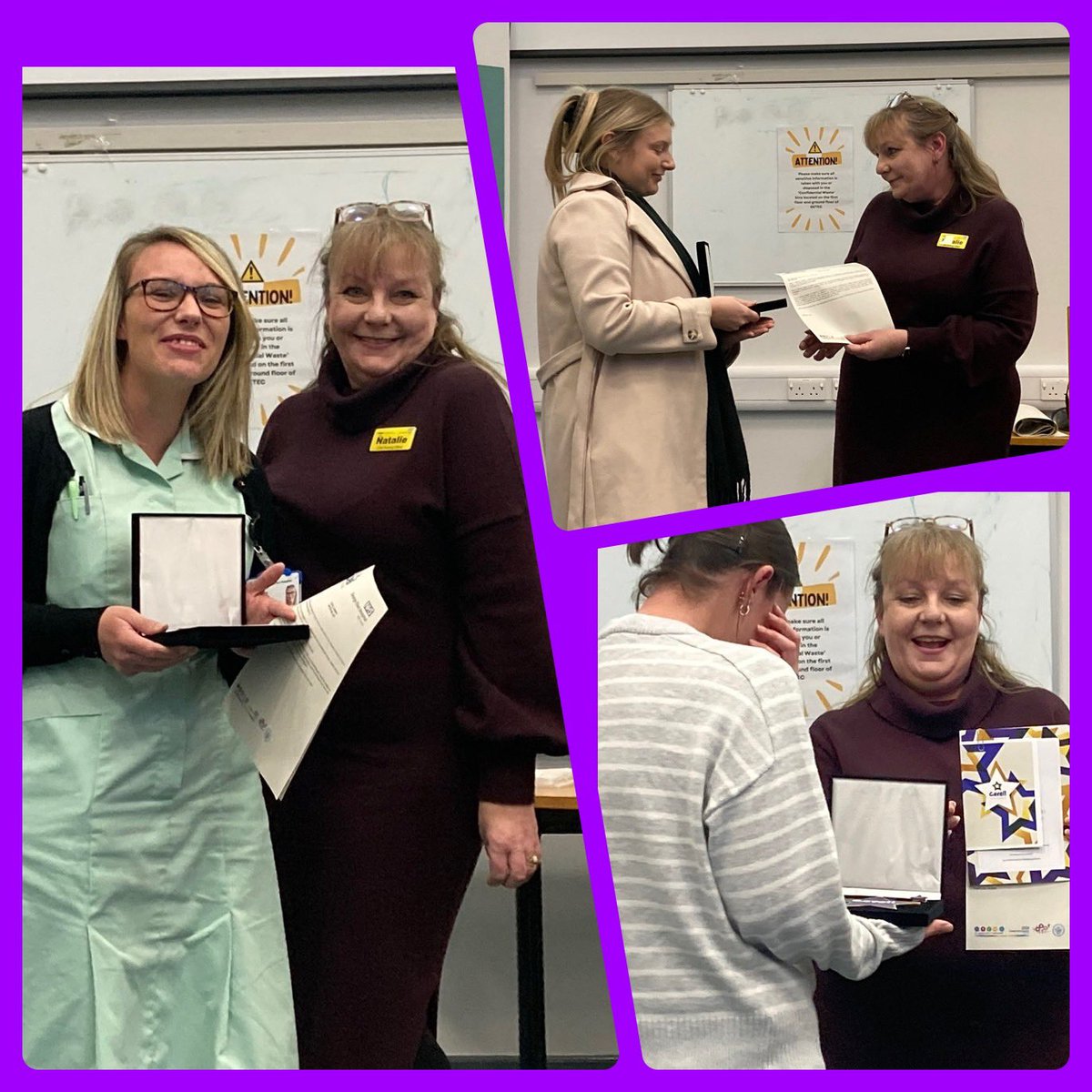 Meaningful Recognition 💜
💜 3 Cavell Stars - MSW Lily Mae 
MSW Kirstie &amp; HCSW Sophie 💜
All three deserving winners celebrated for their care, compassion and support they give everyday <a href="/GEHNHSnews/">George Eliot Hospital NHS Trust</a> 
<a href="/CavellCharity/">Cavell</a>