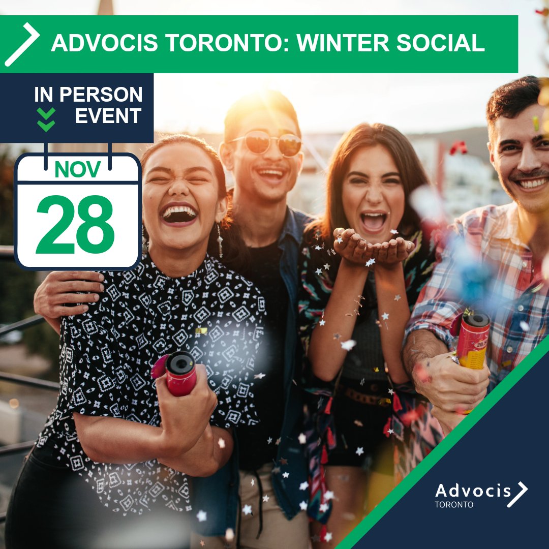 📢 Ring in the holiday season by joining Advocis Toronto THURS., NOV. 28 for our Winter Social! An unforgettable evening of celebration at our annual holiday party for members of the Advocis Toronto Chapter, and bring your guests!✍️ Register here 👉 eventbrite.ca/e/advocis-toro…