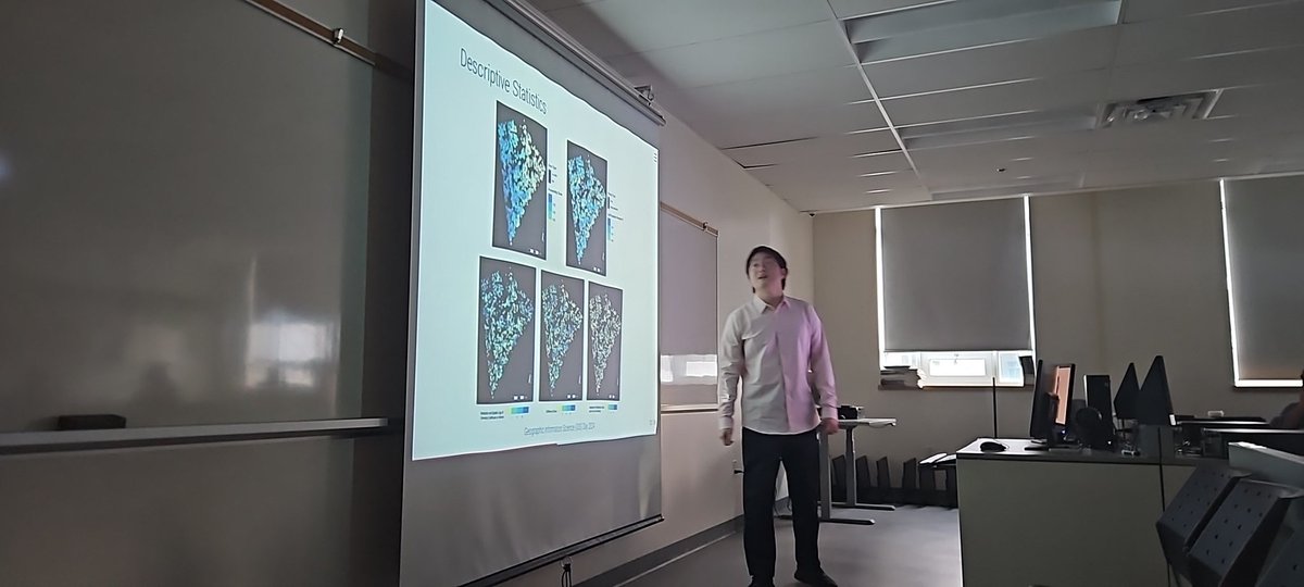 Another <a href="/EsriCanada_CE/">ECCE</a> student associate, Zehui Yin, presenting some of his work on neighborhood satisfaction. Zehui is working with <a href="/McMasterTRL/">Darren M. Scott</a>