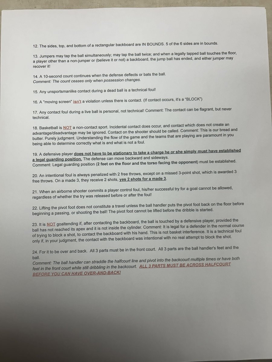 As an athletic director who doubles as a basketball official, I have decided to take an educational approach this winter.  I’m attaching a commonly misunderstood rules of b-ball sheet to our programs in hopes that fans won’t blurt out “rules” about b-ball that aren’t accurate! 😁