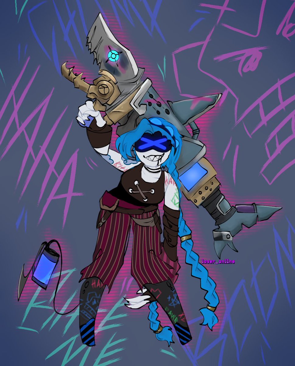 kittycomputr's tweet photo. Colored it for u pookies + a isha doodl #murderdrones #Arcane #jinxarcane #jinx https://t.co/cjQNMniHmW