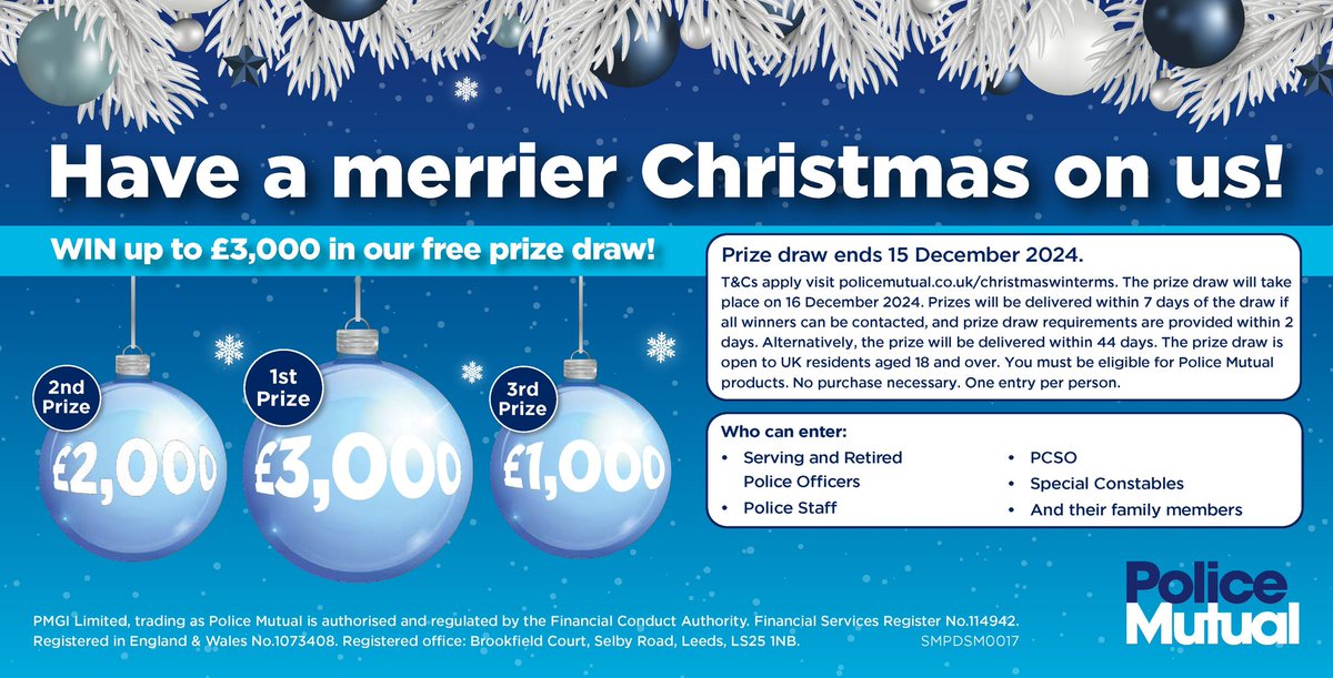 Calling All <a href="/gmpolice/">Greater Manchester Police</a>

Christmas Prize Draw

T&amp;Cs apply orlo.uk/Kl0Fz 

Enter this way ➡️ bit.ly/3YbyMLA

Prize draw ends 15/12/2024.