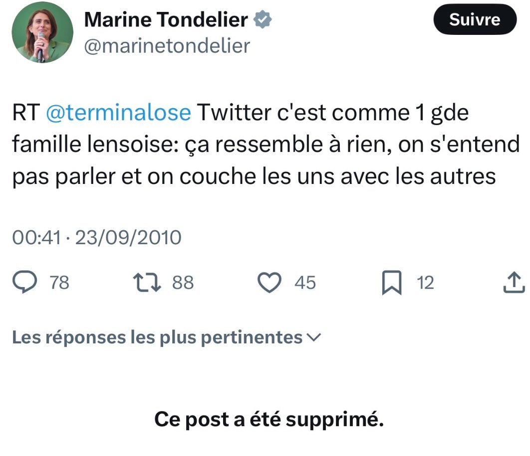 Les gens du nord devraient apprécier ce tweet supprimé de <a href="/marinetondelier/">Marine Tondelier</a>