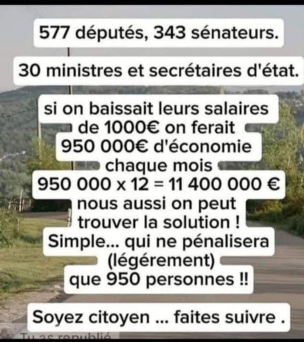 NICOLAS51267162's tweet photo. @smith51_a Les mêmes qui se sont augmenté les frais de mandat de 700 euros juste après avoir voté une réforme des retraite dont ils s'étaient eux-mêmes exemptés viennent maintenant t'expliquer que tu dois travailler gratos pour qu'ils puissent continuer à se goinfrer https://t.co/kCKsf3H4ax