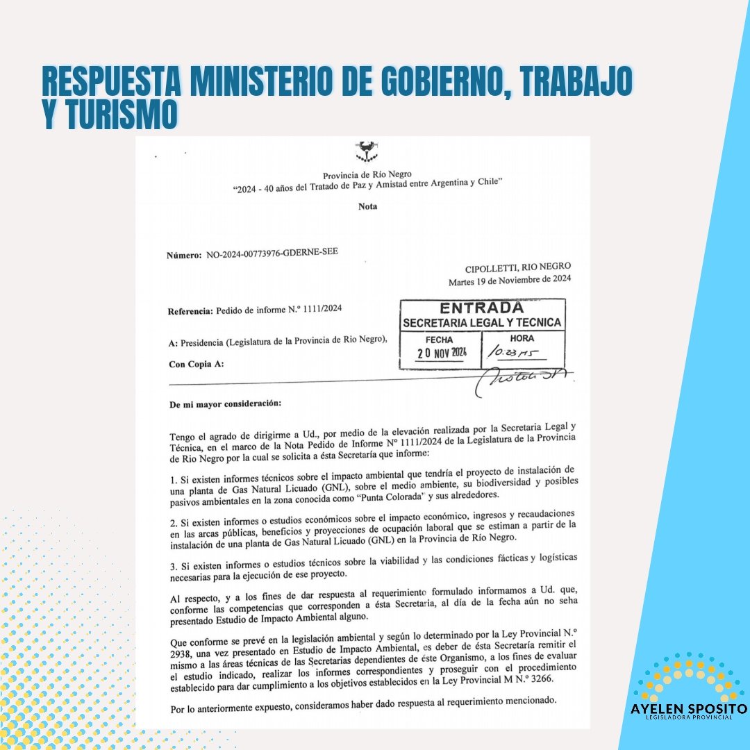 Recibimos un informe incompleto sobre la planta de GNL en Punta Colorada:

❌ Sin datos sobre impacto ambiental.
❌ Sin estudios económicos.
❌ Sin documentación que respalde nada.

#rionegro #proyectognl #gnl