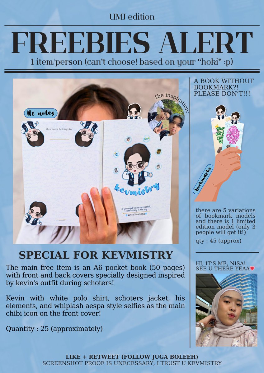 anniculll's tweet photo. FREEBIES ONLY FOR #kevmistry yang support #imkevin 🩵

📍UMJ (Gedung Cendikiawan)
📆 7 Des 2024
🕰️ akan aku kabari! (bookmark dlu aja)

there will be others that wearable, still 50:50 depends on mood, money (doain aku banyak rezeki) dan limited bgt (🧢📿👜) will announce later😉 https://t.co/1MzFuQ6eCj