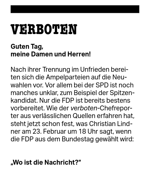 <a href="/peterunfried/">Peter Unfried</a> <a href="/fdp/">FDP</a> Witze auf x gehören verboten <a href="/tazgezwitscher/">taz</a>