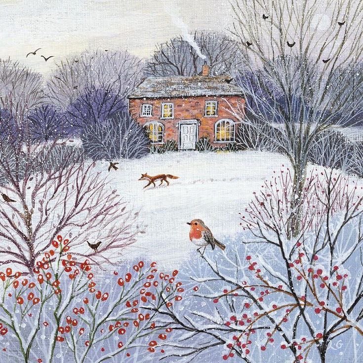 Good Afternoon 
Watercolour paintings by Lucy Grossmith are always a pleasure to post and I’ve not seen this before, in fact there are quite a few snowy ones by her I’ve seen recently.   Hooray.