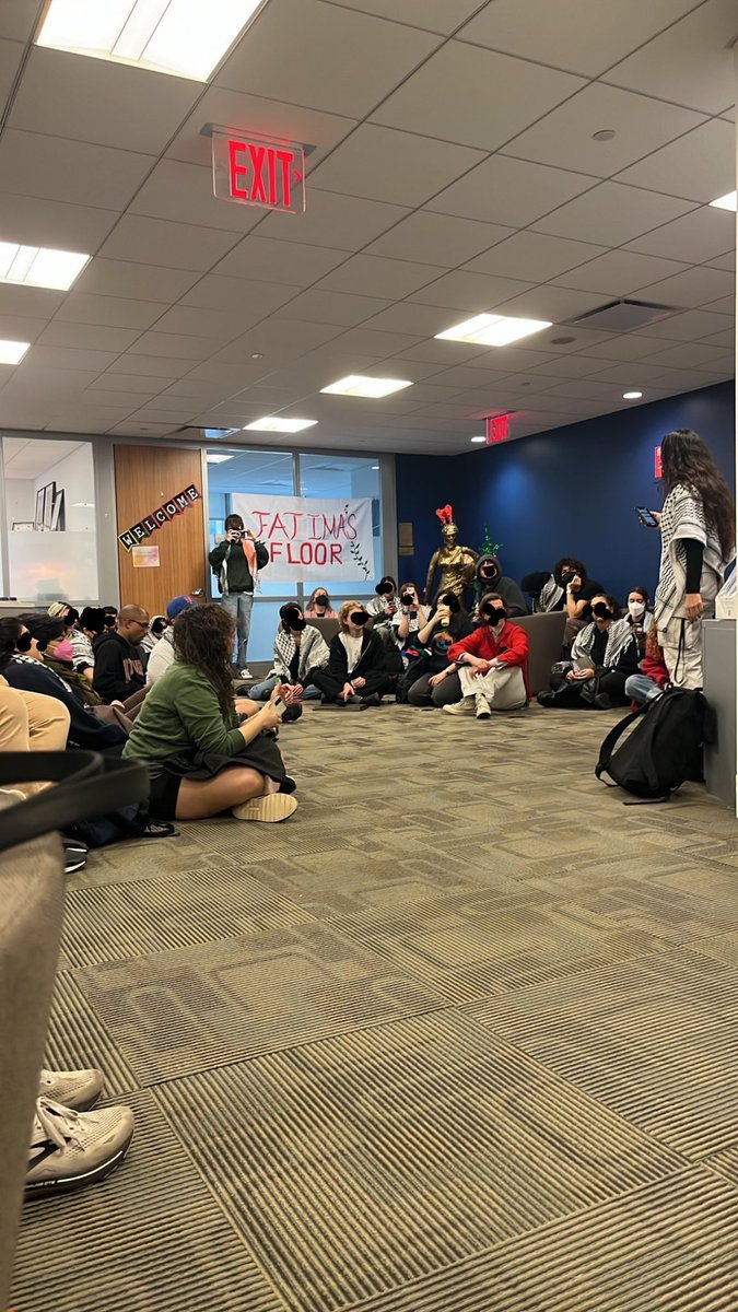 Luca Saeed (@cityascanvass) on Twitter photo 🚨🚨Students have taken over administrative floor of the CUNY Law building, renaming it “Fatima’s Floor” to honor Palestinian political prisoner Fatima Bernawi in protest of CUNY’s support for the genocidal regime.
<a href="/CUNYLawSJP/">CUNY Law SJP</a> <a href="/Cuny4P/">CUNY4Palestine</a> & CUNY Law Dispatch 🚨🚨Students have taken over administrative floor of the CUNY Law building, renaming it “Fatima’s Floor” to honor Palestinian political prisoner Fatima Bernawi in protest of CUNY’s support for the genocidal regime.
<a href="/CUNYLawSJP/">CUNY Law SJP</a> <a href="/Cuny4P/">CUNY4Palestine</a> & CUNY Law Dispatch