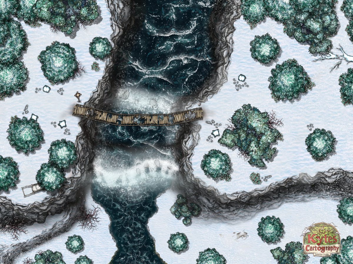 FREE MAP! Treacherous Crossing! ❄️❄️❄️

Inspired by my DM's new setting, I decided to make some harsh winter environments. This is the map that gave me so much trouble yesterday--BUT we made it through in the end! 

Head to Patreon for more free TTRPG content! 💚
