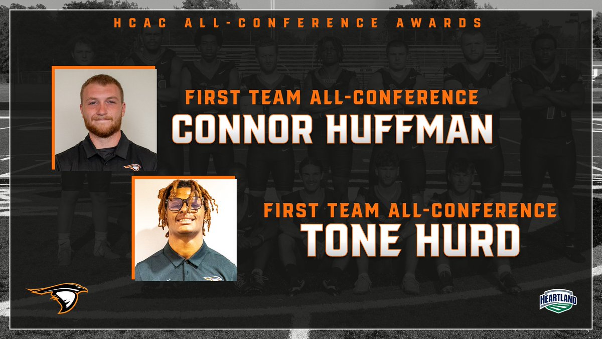 Congrats to <a href="/AUFootball__/">Anderson University Football</a>'s Connor Huffman and Tone Hurd on garnering first-team all-<a href="/HCACDIII/">Heartland Collegiate Athletic Conference</a> honors! #SoarRavensSoar #GBGR #TheRavenWay #TheHeartOfD3