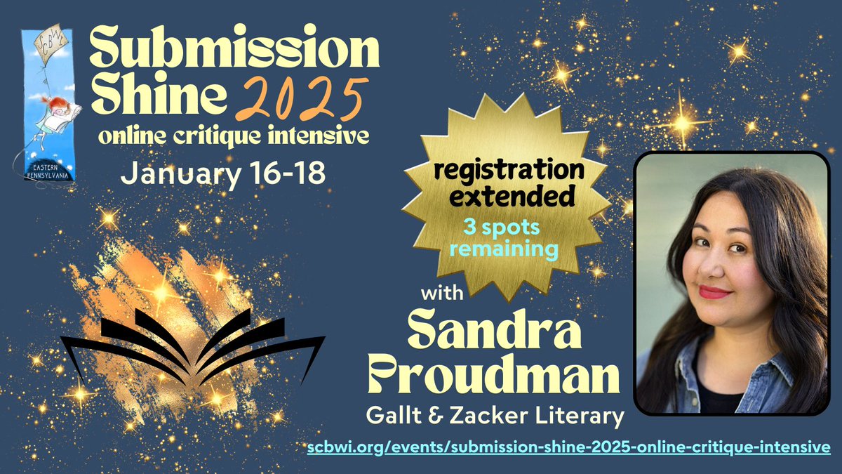 ✨Great News!!✨Submission Shine deadline extended—sign up now &amp; submit🌟Multiple manuscripts: agent 1-on-1s, career consult, peer feedback to develop your work as a whole—set a guiding🌟for your #writingcareer goals in 2025 scbwi.org/events/submiss… <a href="/SandraProudman/">sandraproudman.bsky.social</a> #kidlitart
