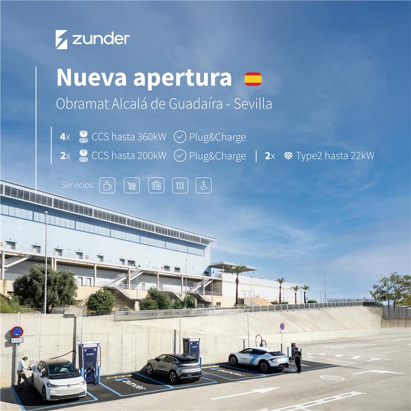 zunder_es's tweet image. 💥 #NuevaApertura | Si vives en Sevilla y tienes un vehículo eléctrico o vas a visitar pronto la capital hispalense... ¡Estás de enhorabuena!

🔝Ya se encuentra operativa la Estación de Carga Ultrarrápida de @zunder_es en Alcalá de Guadaíra, ubicada en la zona de parking del…