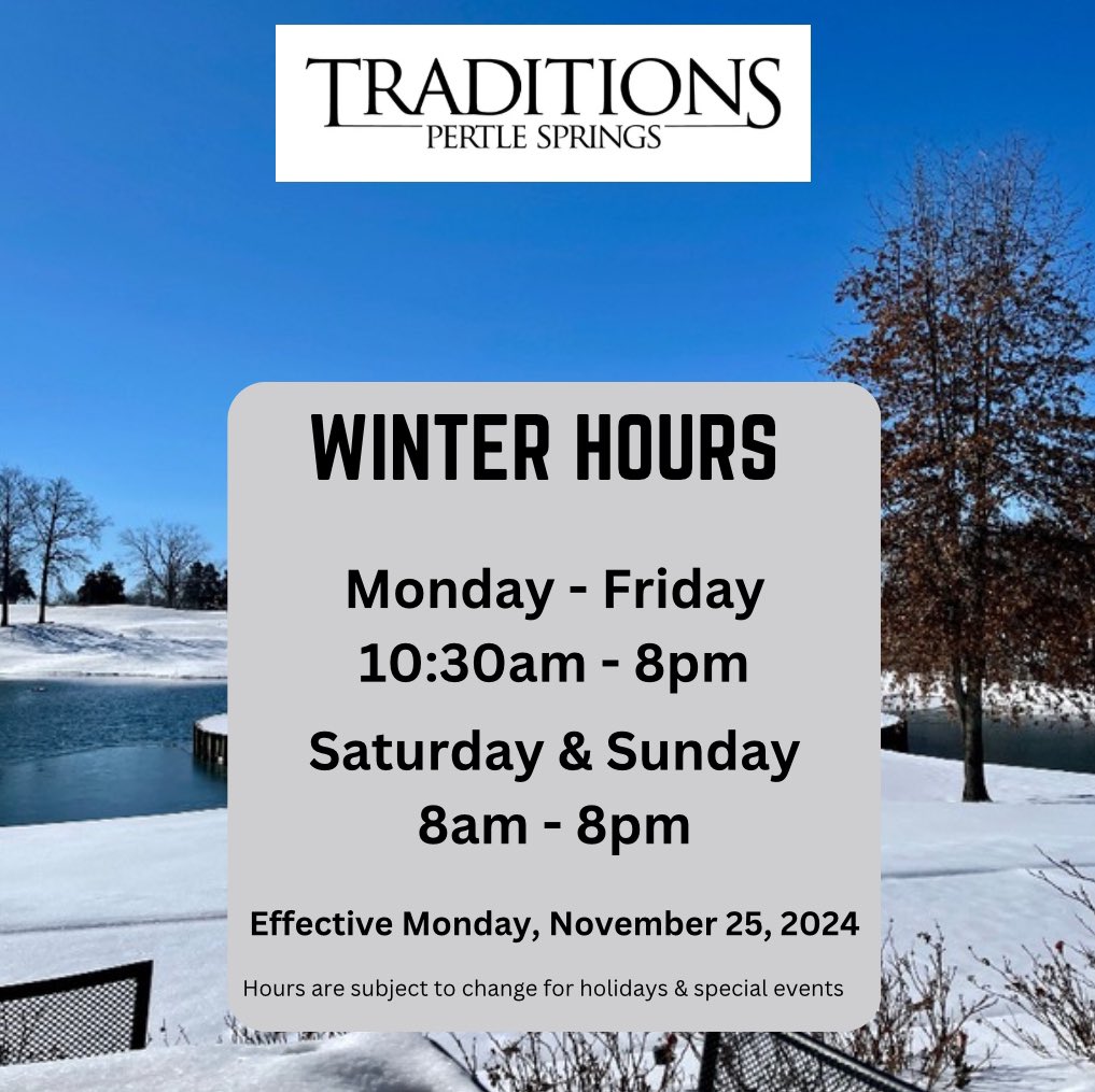 Winter hours start Monday.
