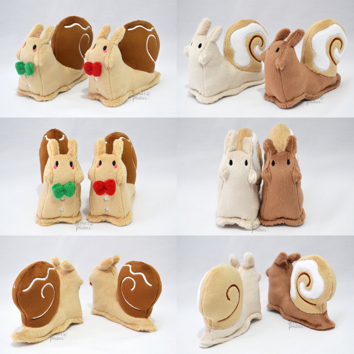SophiesPlushies's tweet photo. Gingerbread and cinnamon roll snails are all ready for the festive season! 🎄🎅🐌 

These sweet treat snail designs will be up in my E/tsy sh0️⃣p tomorrow (22nd) at 5PM (GMT). ✨️ https://t.co/aXteNtXda8