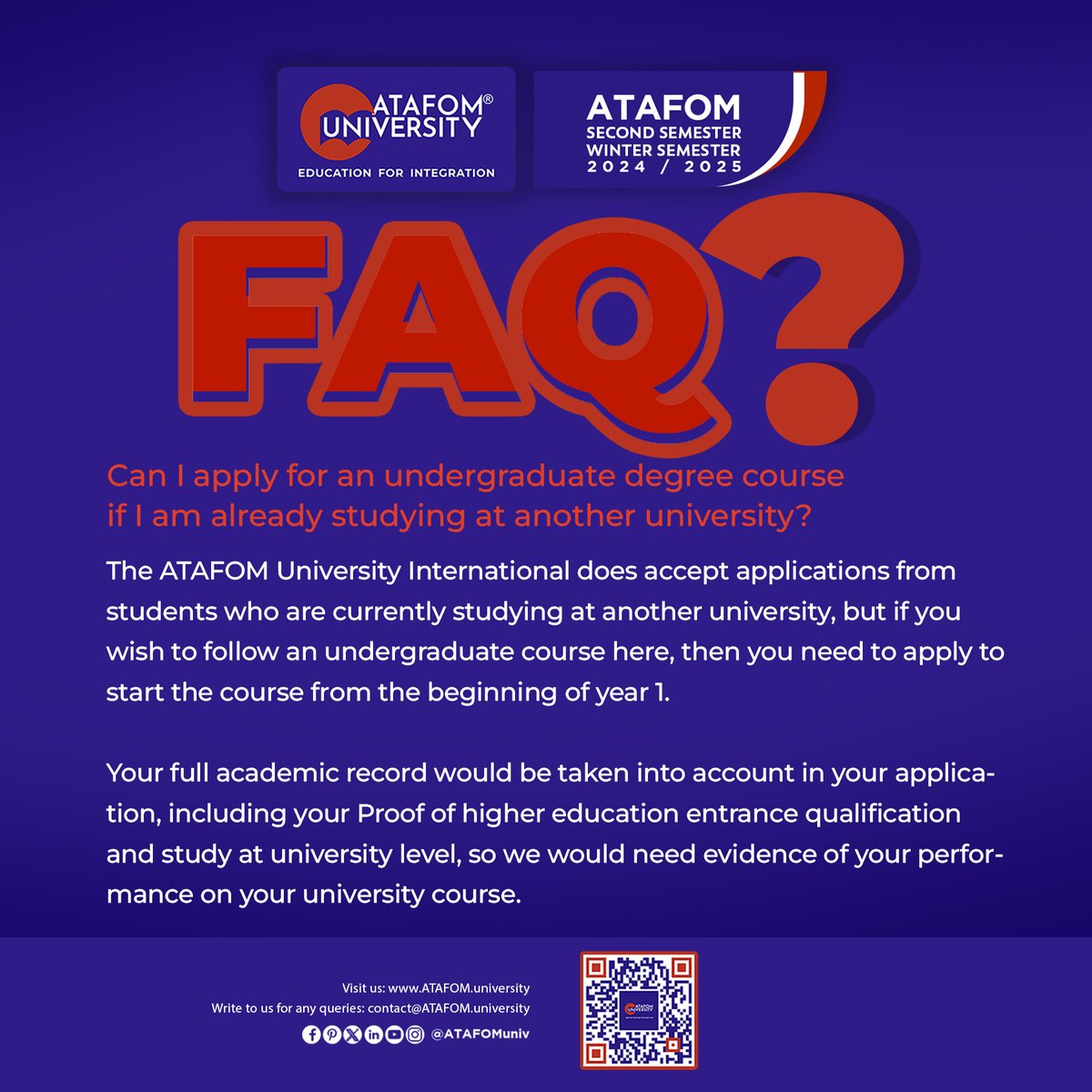 ATAFOMUni's tweet image. Discover your qualities and complete a course in the comfort of you home!

ATAFOM University is taking admissions. Apply Now!

#ATAFOM
#ATAFOMUniversity #EducationforIntegration
#SakirYavuz