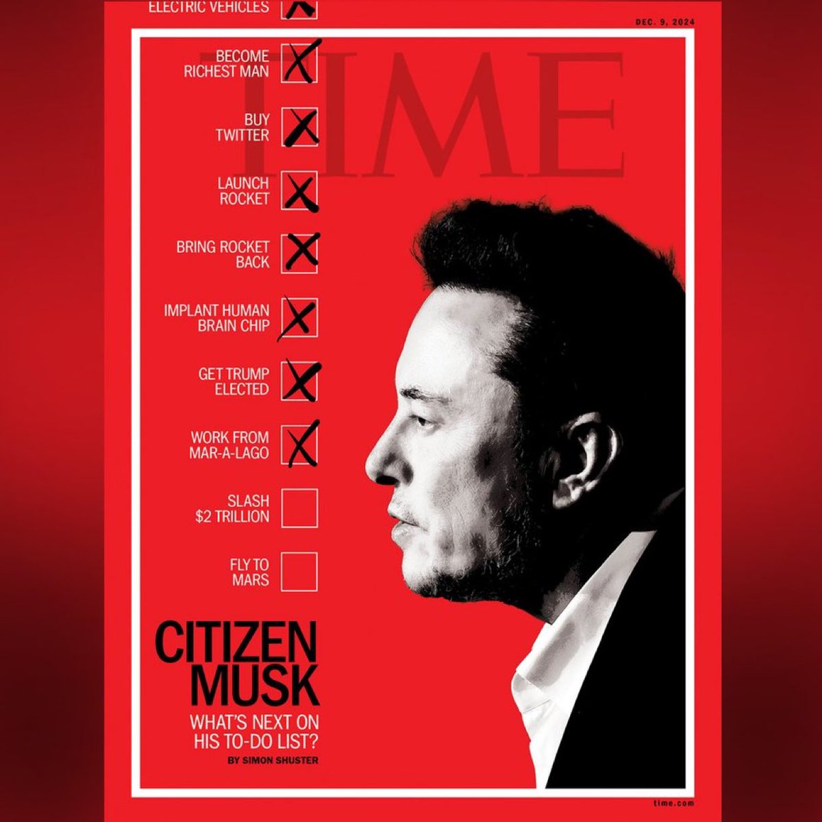 Elon Musk has now appeared on the cover of TIME five times, including as Person of the Year. In comparison, President Trump has been featured 35 times. TIME’s next cover will highlight 2024 Person of the Year! 
❤️🇺🇸