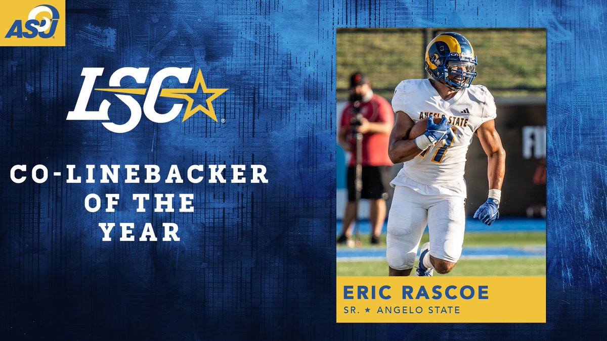 Angelo State's Eric Rascoe is the 2024 Lone Star Conference Football Co-Linebacker of the Year. 🏈🤩

🔗 bit.ly/4eEER7R

#LSCfb #D2fb