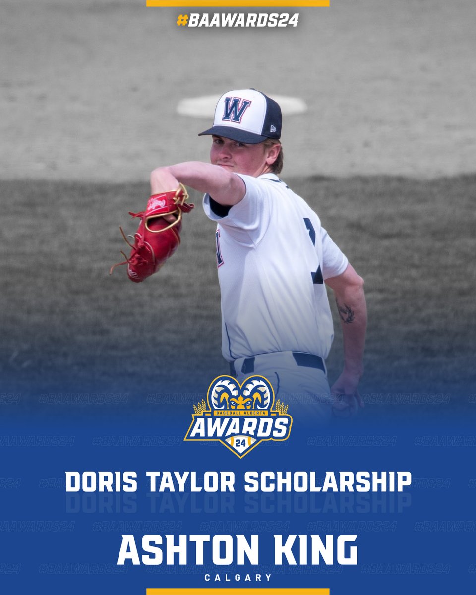 Baseball Alberta (@baseballalberta) on Twitter photo Congrats to Ashton King, 2024 Doris Taylor Scholarship recipient! 👏
From <a href="/wildcats_ab/">Wildcats Baseball</a> and the Calgary Cardinals to <a href="/TetonBaseball/">Williston State Baseball</a>, Ashton’s dedication to sports and academics shines as he pursues Sports Management and college baseball.
#BAAwards24 Congrats to Ashton King, 2024 Doris Taylor Scholarship recipient! 👏
From <a href="/wildcats_ab/">Wildcats Baseball</a> and the Calgary Cardinals to <a href="/TetonBaseball/">Williston State Baseball</a>, Ashton’s dedication to sports and academics shines as he pursues Sports Management and college baseball.
#BAAwards24