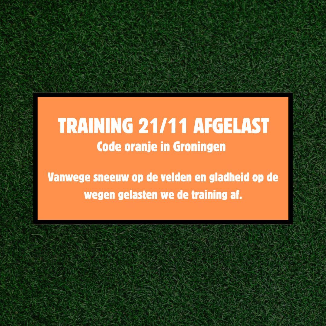 TRAINING VANAVOND (21/11) AFGELAST | Witte velden en gladde wegen. Het KNMI weet genoeg en daarom wij ook. Code oranje en training afgelast!

We wensen iedereen een fijne (vrije) avond, succes dit weekend en doe voorzichtig als je nog naar buiten moet. Tot volgende week!