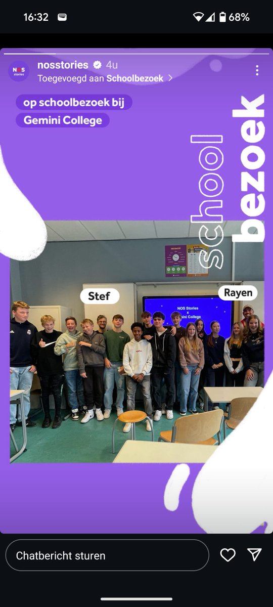 Vandaag was er bezoek van NOSStories. Er zijn gastlessen gegeven aan de leerlingen van 3TL tijdens de uren van de PGP's.D aarnaast is er een reportage gemaakt n.a.v. het nieuwsbericht van de onderwijsinspectie m.b.t. het leesniveau in de 2e klas van het voortgezet onderwijs.