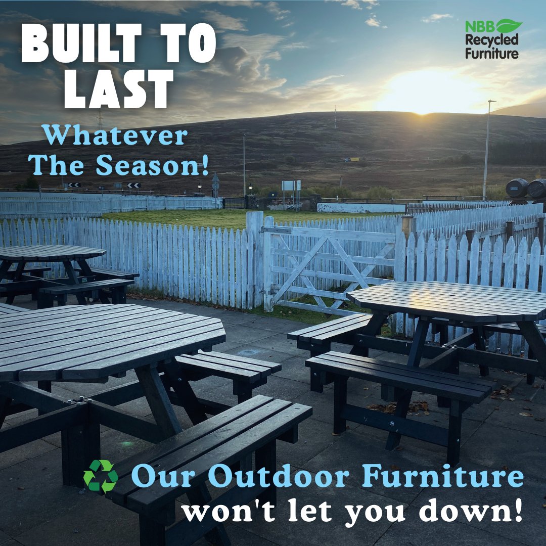 Our Picnic Tables are made from durable, non-porous, &amp; non-leaching materials, they’ll never rot, splinter, chip, crack, or corrode. 

Thank you to Eilidh Latto for this stunning pic 💚

Explore our range!
recycledfurniture.co.uk/Picnic-Tables

#NBBRecycledFurniture #BuiltToLast #PicnicTables