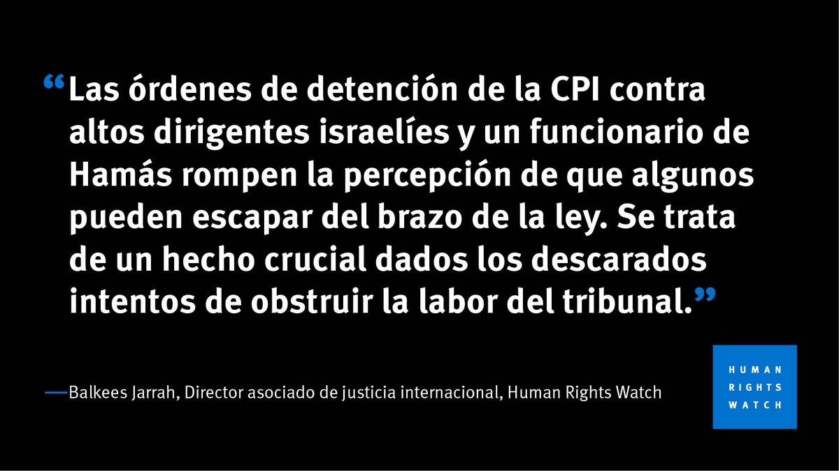 La Corte Penal Internacional ha dictado órdenes de detención contra Benjamin Netanyahu, Yoav Gallant y Mohammed Diab Ibrahim al-Masri.

Estas órdenes deberían impulsar a la comunidad internacional a hacer frente a las atrocidades y garantizar #justicia para todas las víctimas en