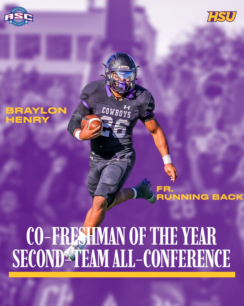 Congratulations to Braylon Henry for being named the ASC Co-Freshman of the Year &amp; Second-Team All-Conference! #D3fb