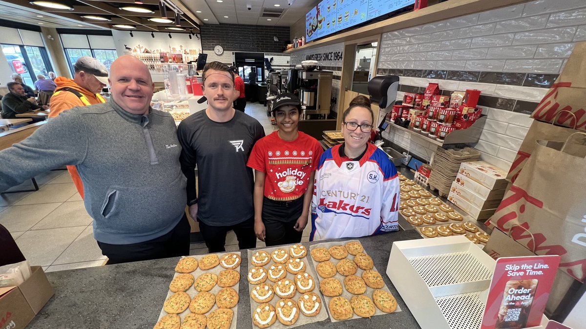 Peterborough Century 21 Lakers (@ptbolakerslax) on Twitter photo Turner Evans, Colton Armstrong and Teddy had a great time making cookies and meeting fans at Tim Hortons on Chandler Crescent yesterday.
Get your smile cookie at local Tim Hortons until November 24 and support <a href="/Kaw_FoodShare/">Kawartha Food Share</a>! Turner Evans, Colton Armstrong and Teddy had a great time making cookies and meeting fans at Tim Hortons on Chandler Crescent yesterday.
Get your smile cookie at local Tim Hortons until November 24 and support <a href="/Kaw_FoodShare/">Kawartha Food Share</a>!