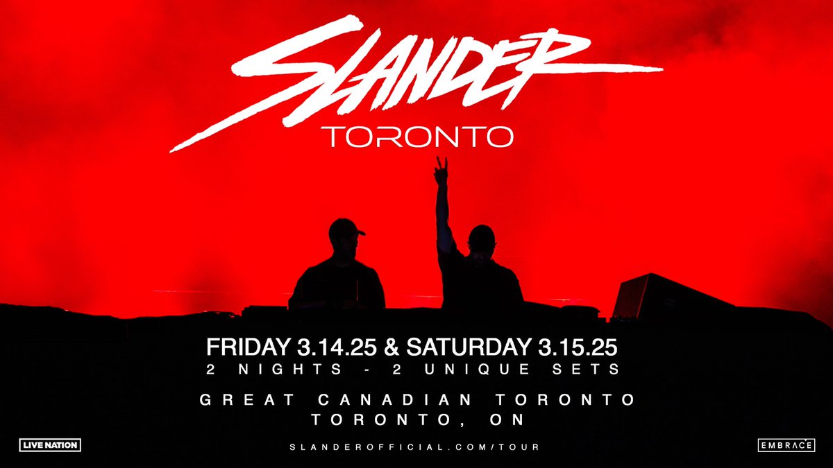 EmbracePresents's tweet image. JUST ANNOUNCED: Experience what "Heaven Feels Like," when #SLANDER take over Great Canadian Casino for two epic nights on Friday, March 14th and Saturday, March 15th! 
PRESALE: Tues Nov 26th | code: HEAVEN
PRESALE Sign-up: tinyurl.com/5d7ew7nd