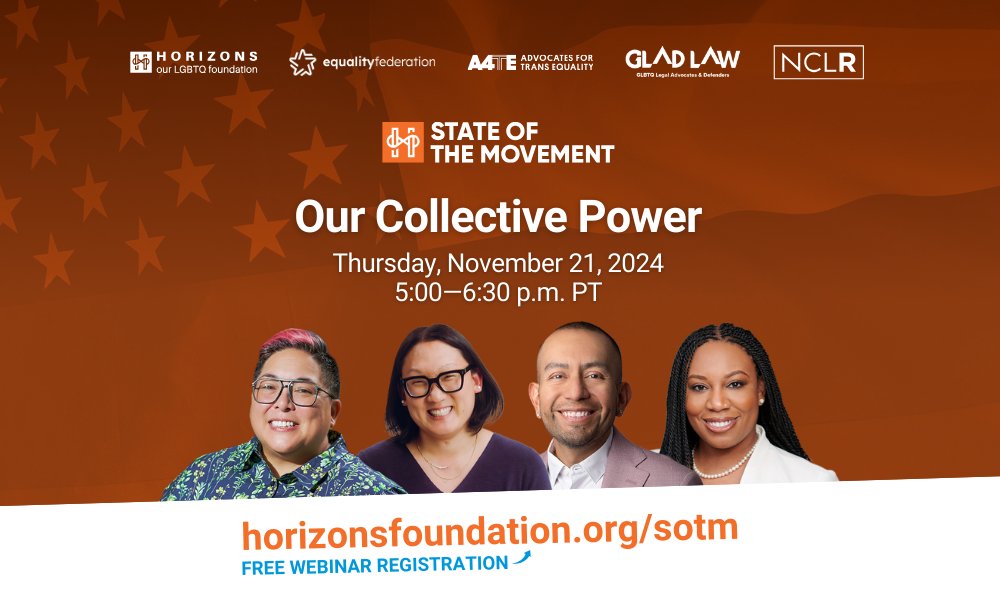 NCLRights's tweet photo. How can the LGBTQ community show up, fight back &amp; work most powerfully in today’s divided political &amp; cultural climate? Join President @ImaniRG &amp; other LGBTQ movement leaders online TODAY at 5pm PT for @horizonsfdn’s #StateOfTheMovement. Register: https://t.co/GZE7jSrrVY https://t.co/1rLgnzgt4k