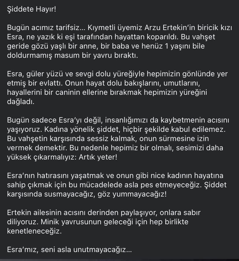 Işıklar içinde uyu Esracım.Seni hep Sevgi dolu kalbinle hatırlayacağım.Çok üzgünüm çok…
#esraertekin
#kadınaşiddetehayır
#ığdır