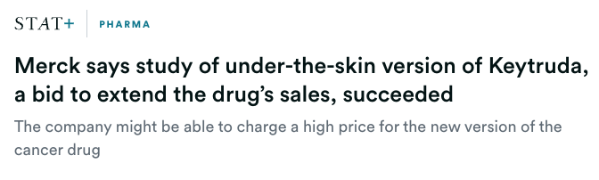 Tahir Amin (@realtahiramin) on Twitter photo Merck’s CEO intentionally misled <a href="/SenatorLujan/">Senator Ben Ray Luján</a> when he said he wouldn't stop a biosimilar “IV version” of Keytruda. This is why. Merck had already patented another version of Keytruda they were testing. Now they can easily shift patients over to it to protect their monopoly. Merck’s CEO intentionally misled <a href="/SenatorLujan/">Senator Ben Ray Luján</a> when he said he wouldn't stop a biosimilar “IV version” of Keytruda. This is why. Merck had already patented another version of Keytruda they were testing. Now they can easily shift patients over to it to protect their monopoly.