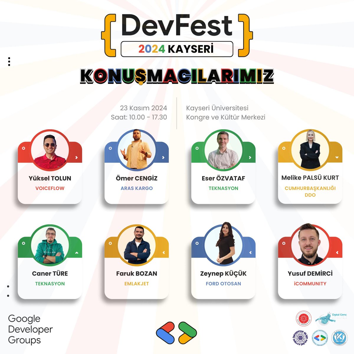 Selamlar Teknoloji Tutkunları!
Yılın en heyecan verici etkinliği DevFest Kayseri 2024’ün birbirinden özel konuşmacıları…🥳
linktr.ee/devfestkayseri