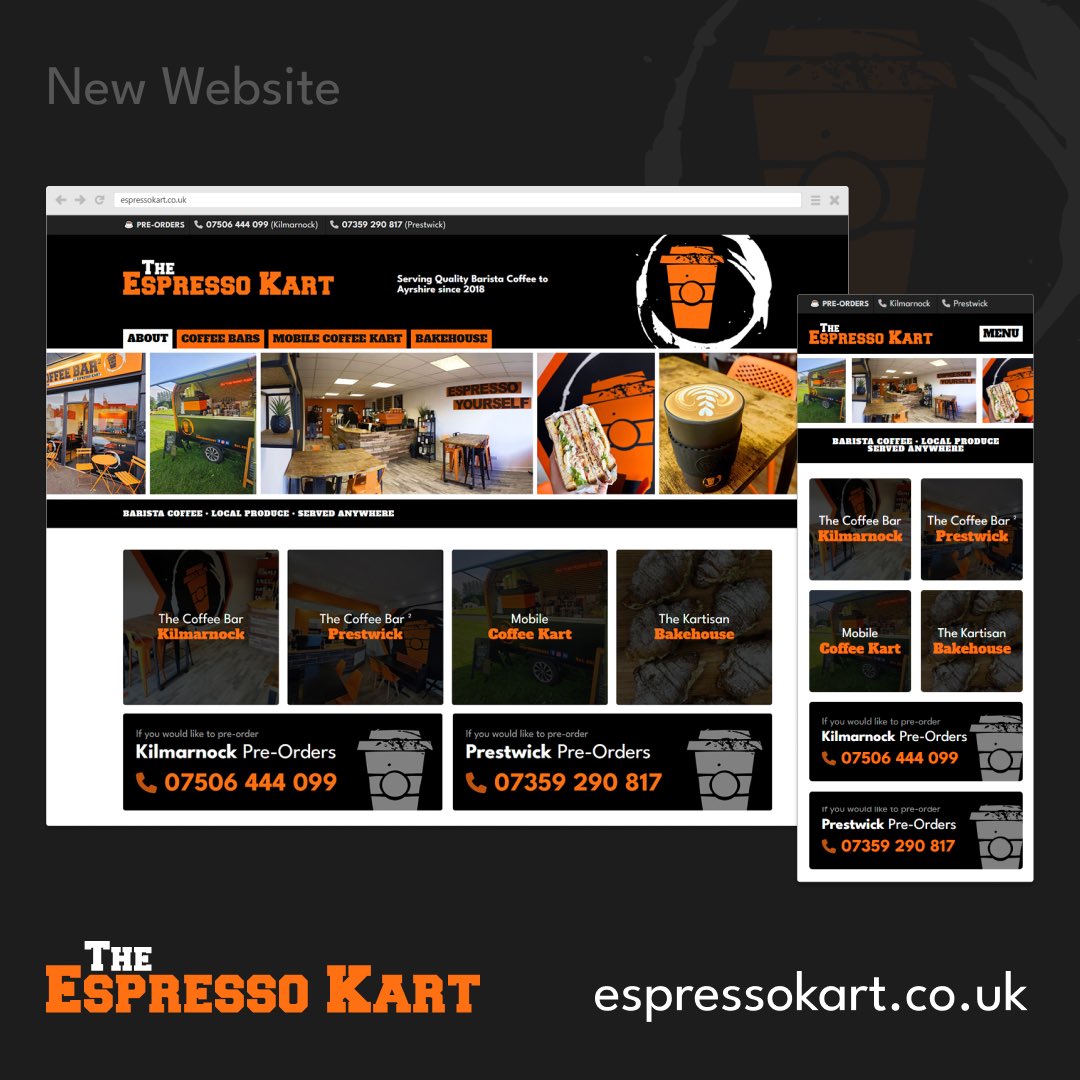 darkflaredesign's tweet photo. 🆕 New website created for @EspressoKartBar 

This was a fun one! Working with their existing bold branding I designed and developed a website with a mobile-friendly layout, and integrated Kirby CMS, ensuring that the site is easy to navigate and update.

https://t.co/q1NZYPJSfi https://t.co/6BpWyKF25f