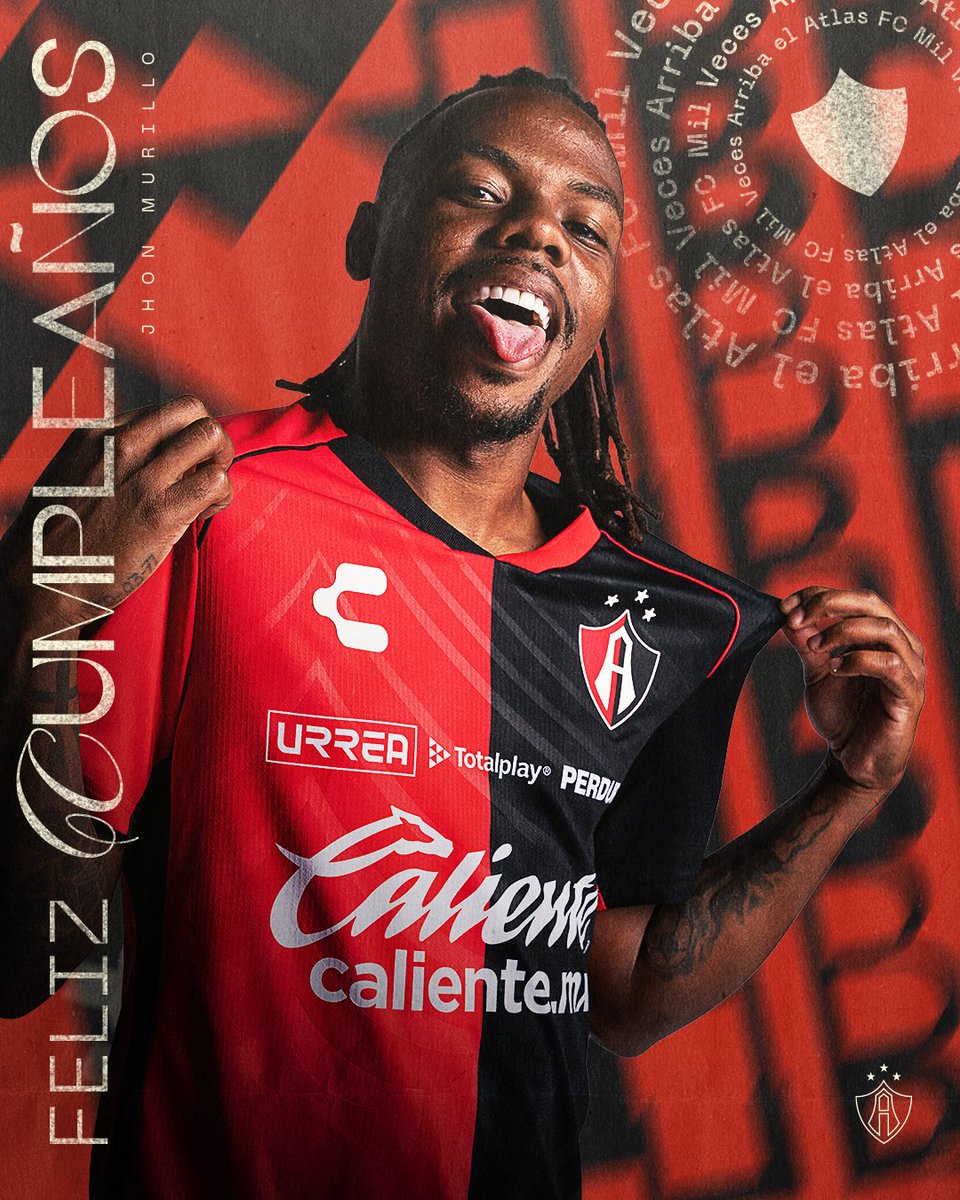 AtlasFC's tweet photo. ¡Muchas felicidades en tu día, Jhon Murillo! 🥳🎉

Toda la Familia Rojinegra te desea lo mejor en tu cumpleaños y te envía buenas vibras para esta noche ❤️🖤

#JuntosH4staElFinal https://t.co/SVfJN0pg6a