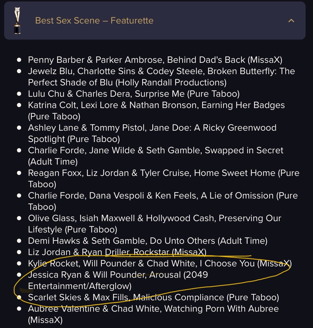 Right before going to bed, <a href="/HoneyHousePR/">HoneyHouse PR 🐝</a> sends me my <a href="/XBIZ/">XBIZ</a> Best Sex scene featurette nomination, shot with <a href="/TheWillPounder/">Will Pounder</a> (I don’t think that there is a scene where we haven’t animalistically devoured each other) but this particular one was given special attention. Directed by